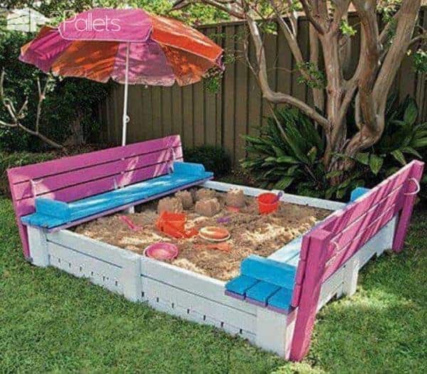 Kids Sandpit Made Out of Pallets Fun Pallet Crafts for KidsPallets in the Garden Kids Sandpit Made Out of Pallets