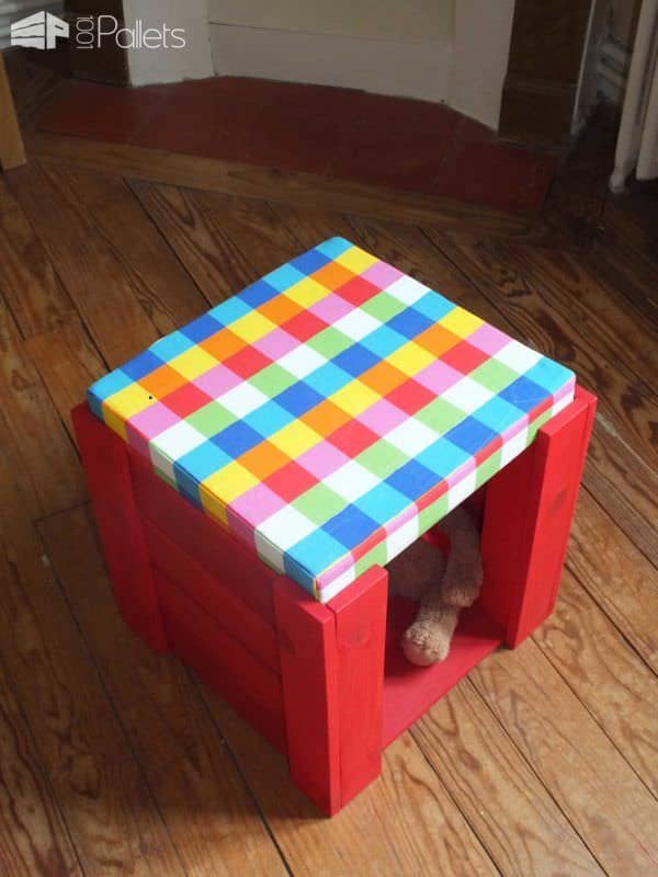 Kid’s Stools To Play & Seat Fun Pallet Crafts for Kids Pallet Benches, Pallet Chairs & Stools 