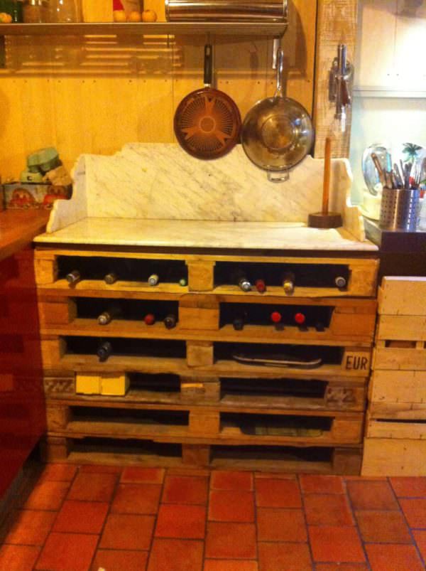 Casier Range Bouteilles & Support Pour Marbre De Pâtisserie / Pallet Wine Rack Pallet Cabinets & Wardrobes Casier Range Bouteilles & Support Pour Marbre De Pâtisserie / Pallet Wine Rack Pallet Cabinets & Wardrobes