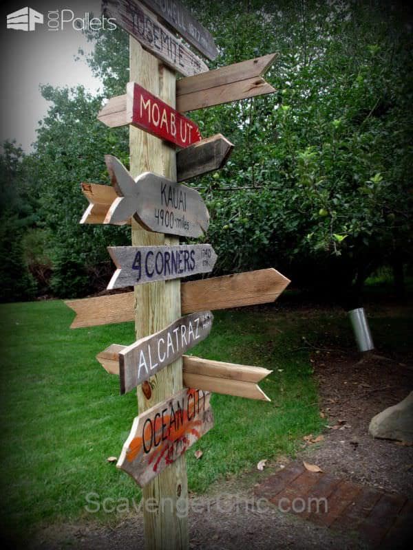 Signpost Made Out Of Pallet Wood Pallets in the Garden Signpost3