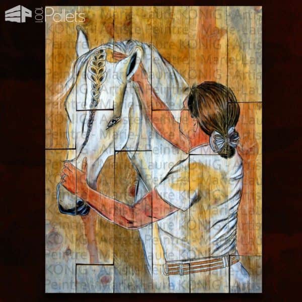 Aragon, Painting On Pallet Wood Pallet Wall Decor & Pallet Painting ArtShopping-Tableau-ArtistePeintre-Peinture-cheval-salon-expo-exposition