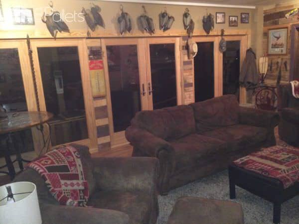 Basement Partition Wall Out of Pallets Pallet Walls & Pallet Doors photo-3