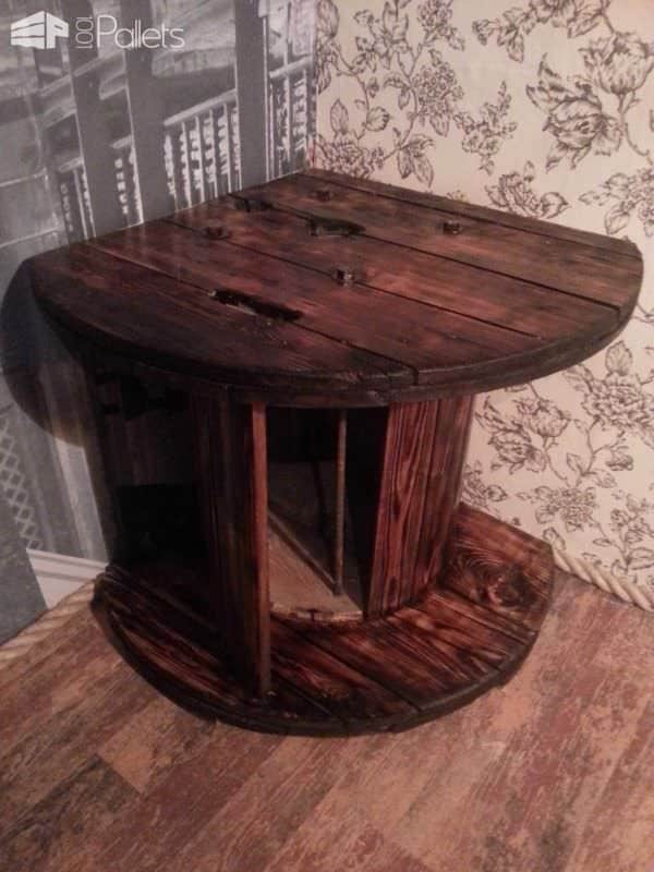 Corner Tv Table Made from a Reused Reel Pallet TV Stands & Racks 