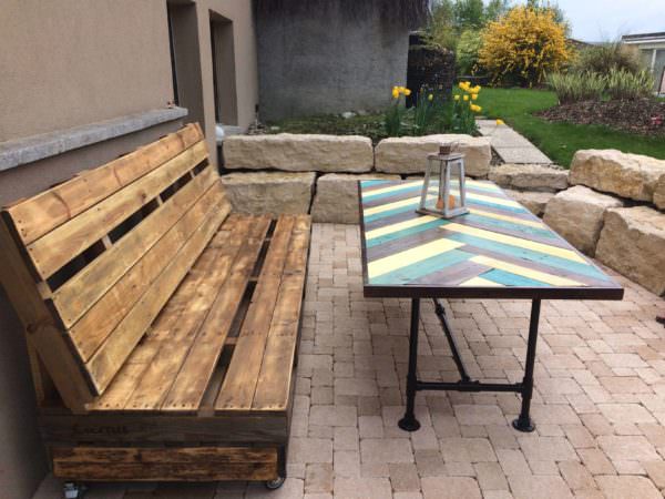 Terrace Pallet Bench & Table Lounges & Garden Sets Pallet Terraces & Pallet Patios 