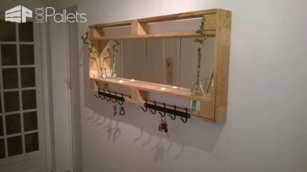Pallet Mirror For My Entrance Pallet Candle Holders Pallet Shelves & Pallet Coat Hangers 