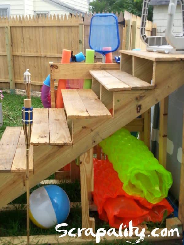 Pallet Pool Steps with Noodle Storage Pallets in the Garden 