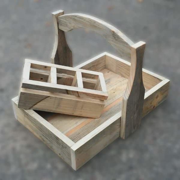 Pallet Wood Tray With Box For Cutlery Pallet Store, Bar & Restaurant Decorations 