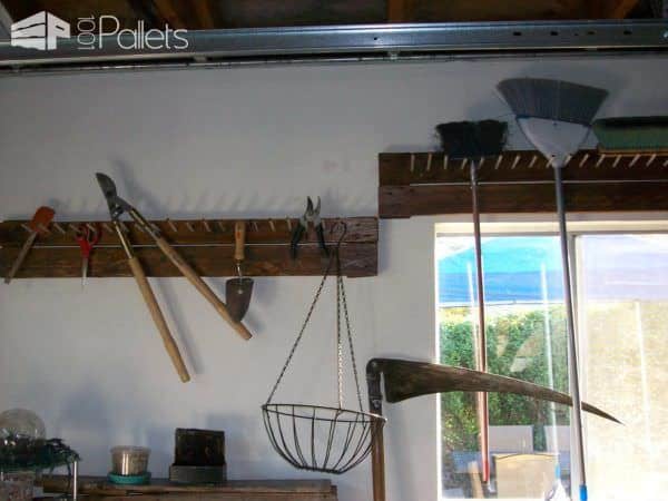 Garage Tool Peg Rack Pallet Shelves & Pallet Coat Hangers Garage Tool Peg Rack Pallet Shelves & Pallet Coat Hangers