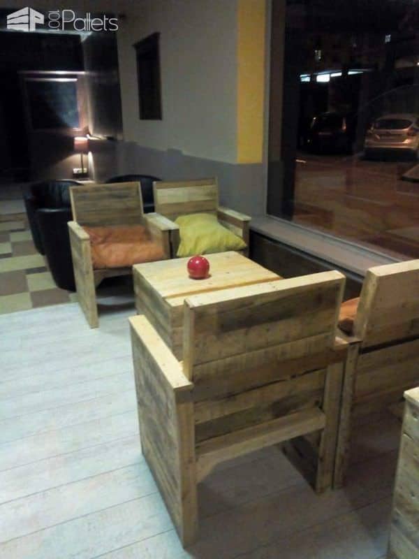 Pallet Furniture Made for a Cafe Pallet Benches, Pallet Chairs & Stools Pallet Store, Bar & Restaurant Decorations 