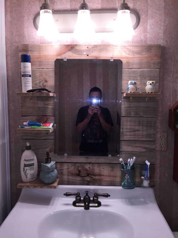 Bathroom Mirror Project Pallet Walls & Pallet Doors Bathroom Mirror Project Pallet Walls & Pallet Doors