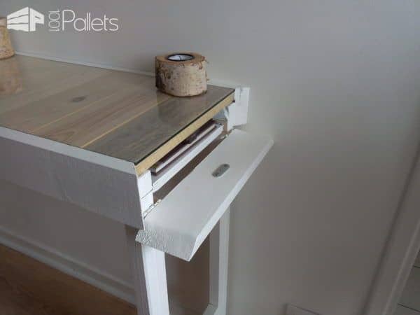 Hallway Pallet Table with Hidden Drawer Pallet Desks & Pallet Tables 