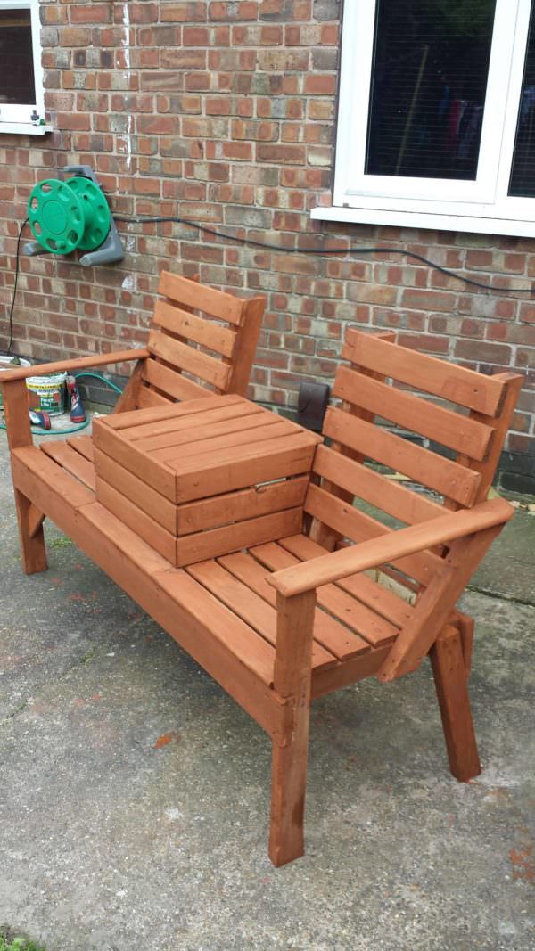 Pallet Love Seat Lounges & Garden Sets Pallet Benches, Pallet Chairs & Stools 