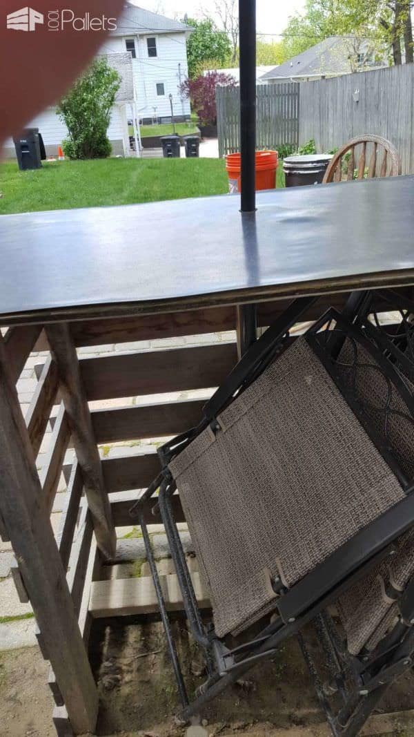 Patio Bar with Umbrella DIY Pallet BarsPallet Terraces & Pallet Patios 1001pallets.com-patio-bar-with-umbrella2