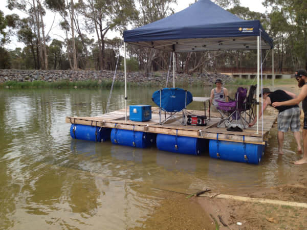 Diy: Portable Pontoon Using Old Pallets and Old Blue Drums Pallet Floors & Decks Pallet Sheds, Cabins, Huts & Playhouses 