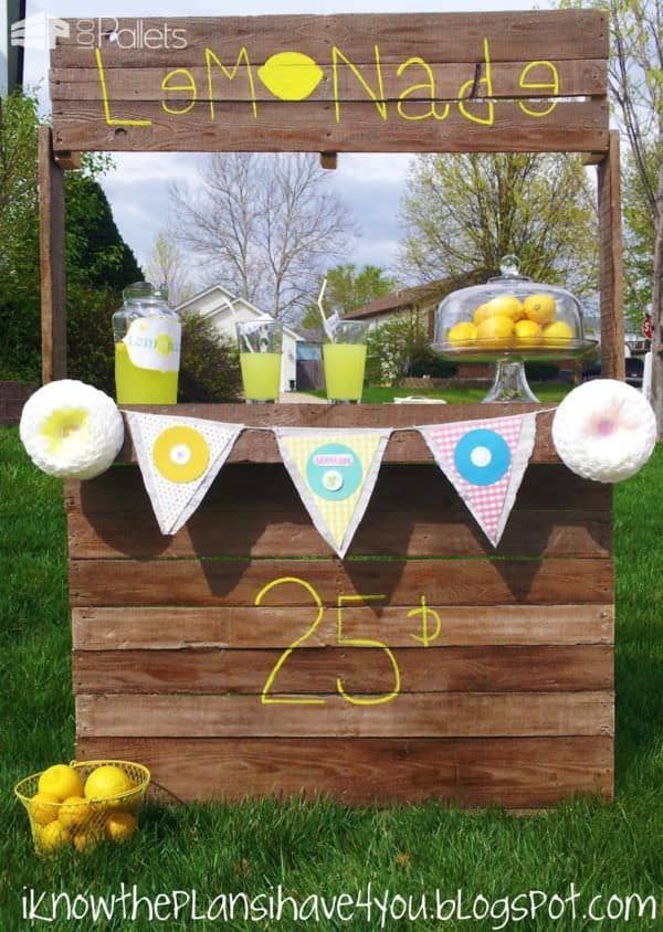 10 Lemonade Stands Made out of Repurposed Pallets Fun Pallet Crafts for Kids 