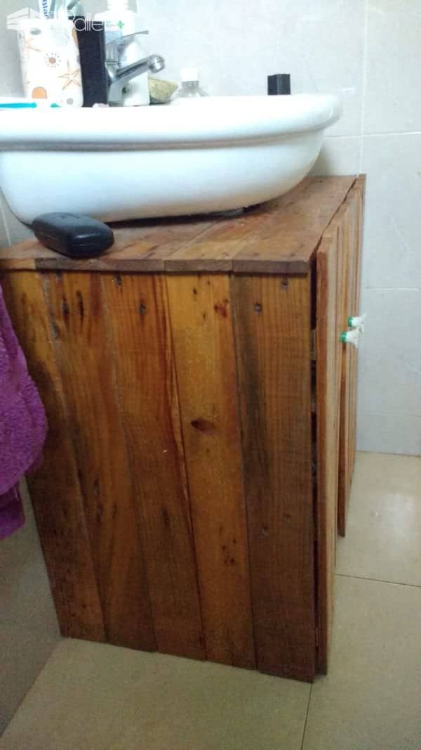 Rustic Sink Pedestal Surround Out Of 6 Repurposed Pallets / Mueble De Baño Pallet Cabinets & Wardrobes 