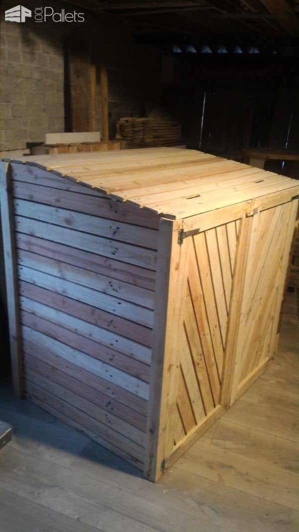 Beautifying Pallet Trash Bin Cabinet / Armoire Cache Poubelles Pallet Sheds, Cabins, Huts & Playhouses 