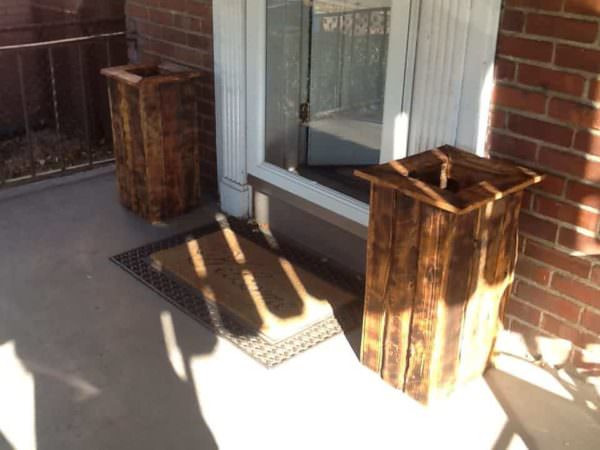 Woodburned Pallet Planter Pair1