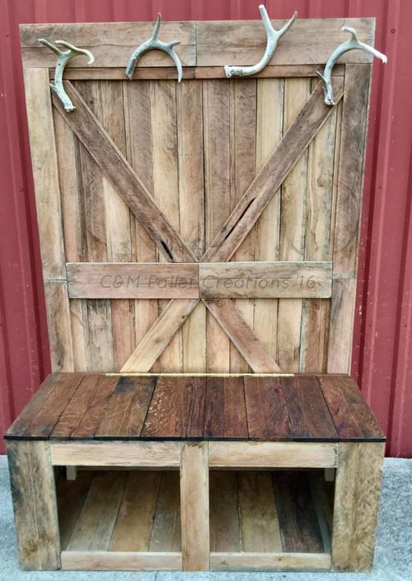 Rustic 6-foot Tall Pallet Hall Tree / Bench • 1001 Pallets