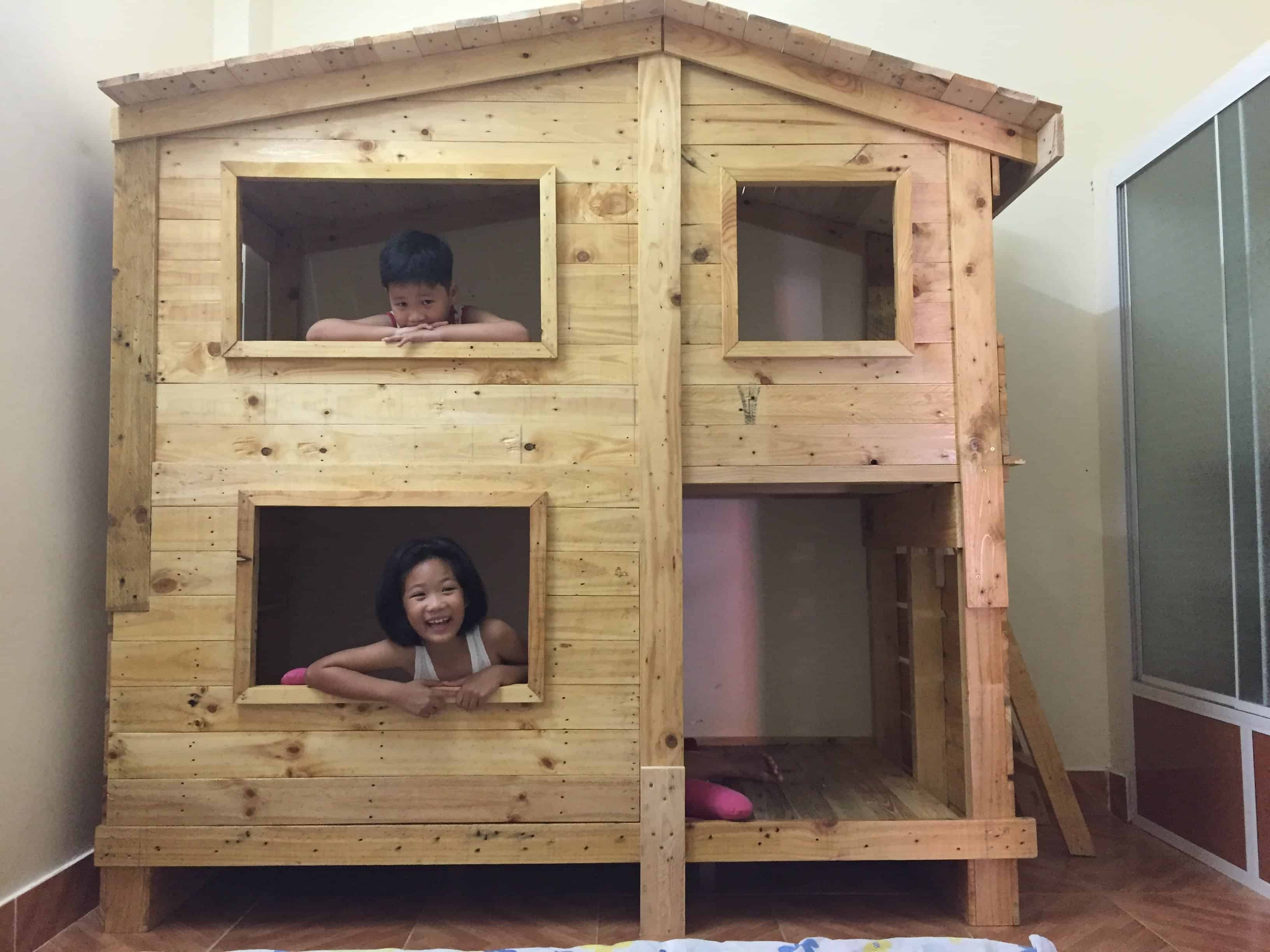 Outstanding Pallet Kids Bunk Beds With, Playhouse Bunk Bed
