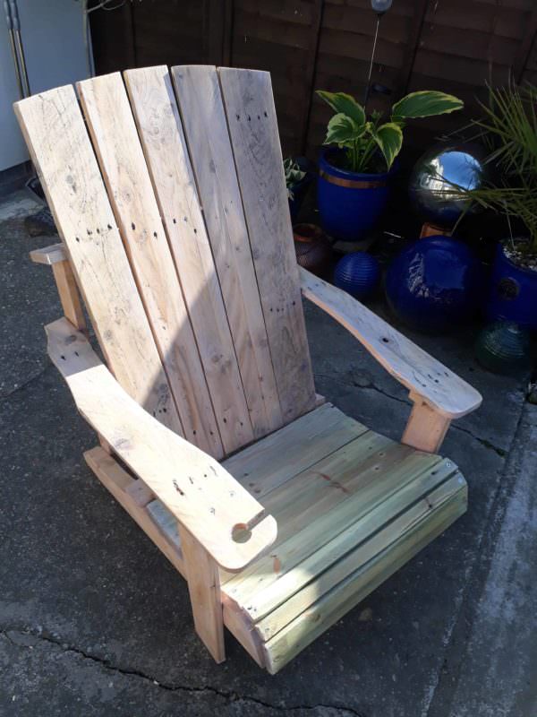 Standard Pallet Adirondack Chair Made Using Jigsaw! Pallet Benches, Pallet Chairs & Stools 