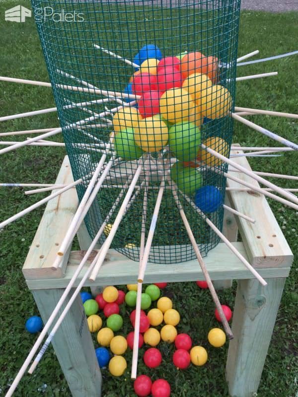 Kid-friendly Pallet Projects like this kerplunk-style game would be another party favorite.