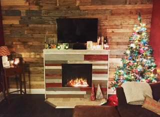 Pallet Wood Walls can create a gorgeous warmth for holiday decor.