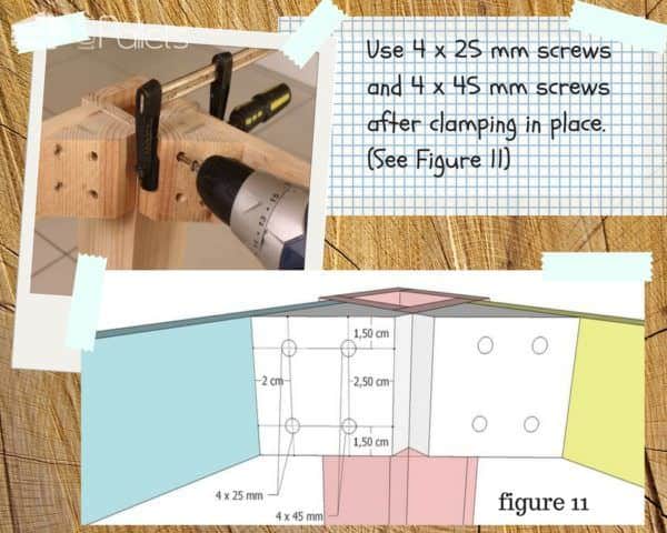 This drawing shows you where and how to drill the reinforcements for the Indoor/Outdoor Pallet Dining Room Table.