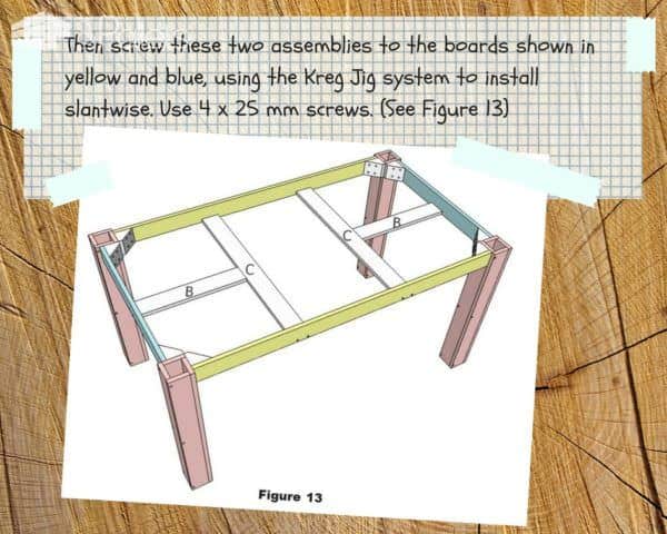 The subframe is almost complete for the Indoor/Outdoor Pallet Dining Room Table.