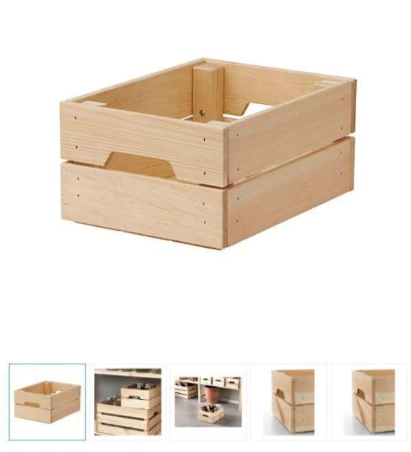 The Knagglig Wood Crate by Ikea. Built in a Wine Crates style.