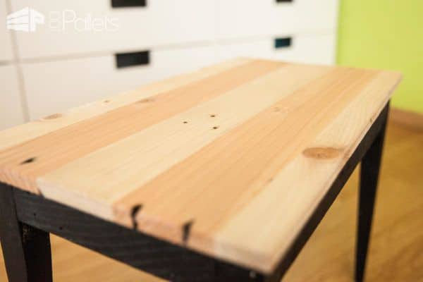 The Chic Pallet Side Table was sanded smooth and sealed with layers of polyurethane.