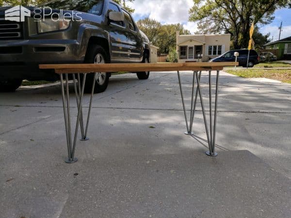 I spray painted the legs on my Live-edge Pallet Coffee Table with a silver color.