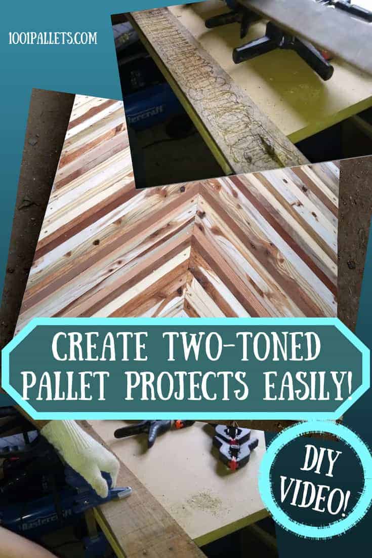 Laminate Two Wood Types For Two-toned Pallet Wood Projects DIY Pallet Video Tutorials Create Two-Toned Pallet Projects Simply - DIY Video Tutorial! You need wood glue, commonplace woodworking tools, and a couple different pallet wood deck boards! Mix and match wood types, grains, and tones to create stunning projects! #awesomepalletprojects #diyvideotutorial