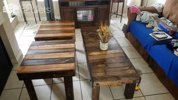 Here are the three tables together. I purposely stained some boards and left others natural for a beautiful-looking contrast!