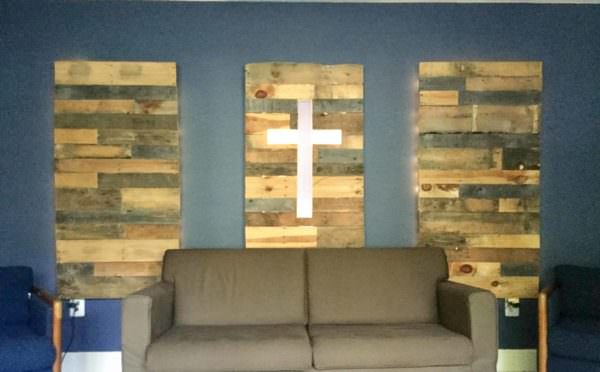 Pallet Wood Panels With Cross Pallet Wall Decor & Pallet Painting 