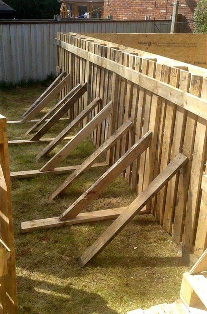 Adding pallet slats as pool wall braces