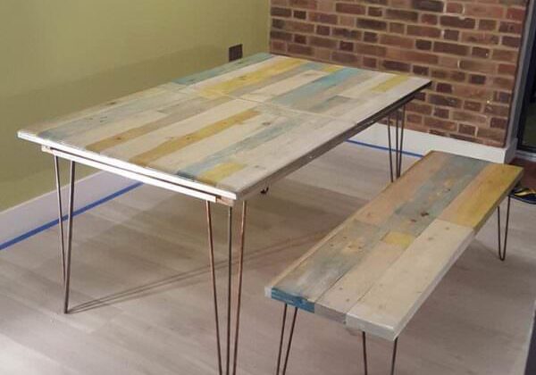 1001pallets.com-extendable-pallet-table-with-matching-bench-and-coffee-table