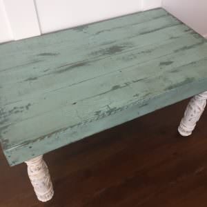 Reclaimed Pallet Side Table Has Upcycled Bed Frame Post Legs