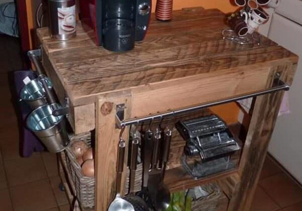 Rolling Pallet Kitchen Prep Rack / Desserte De Cuisine Sur Roulettes Réalisée Avec Palettes