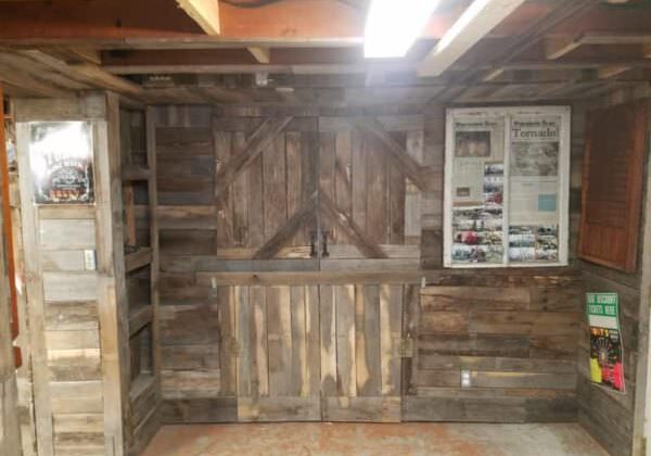 Ultimate Pallet Man Cave Features Epoxy Penny Bar
